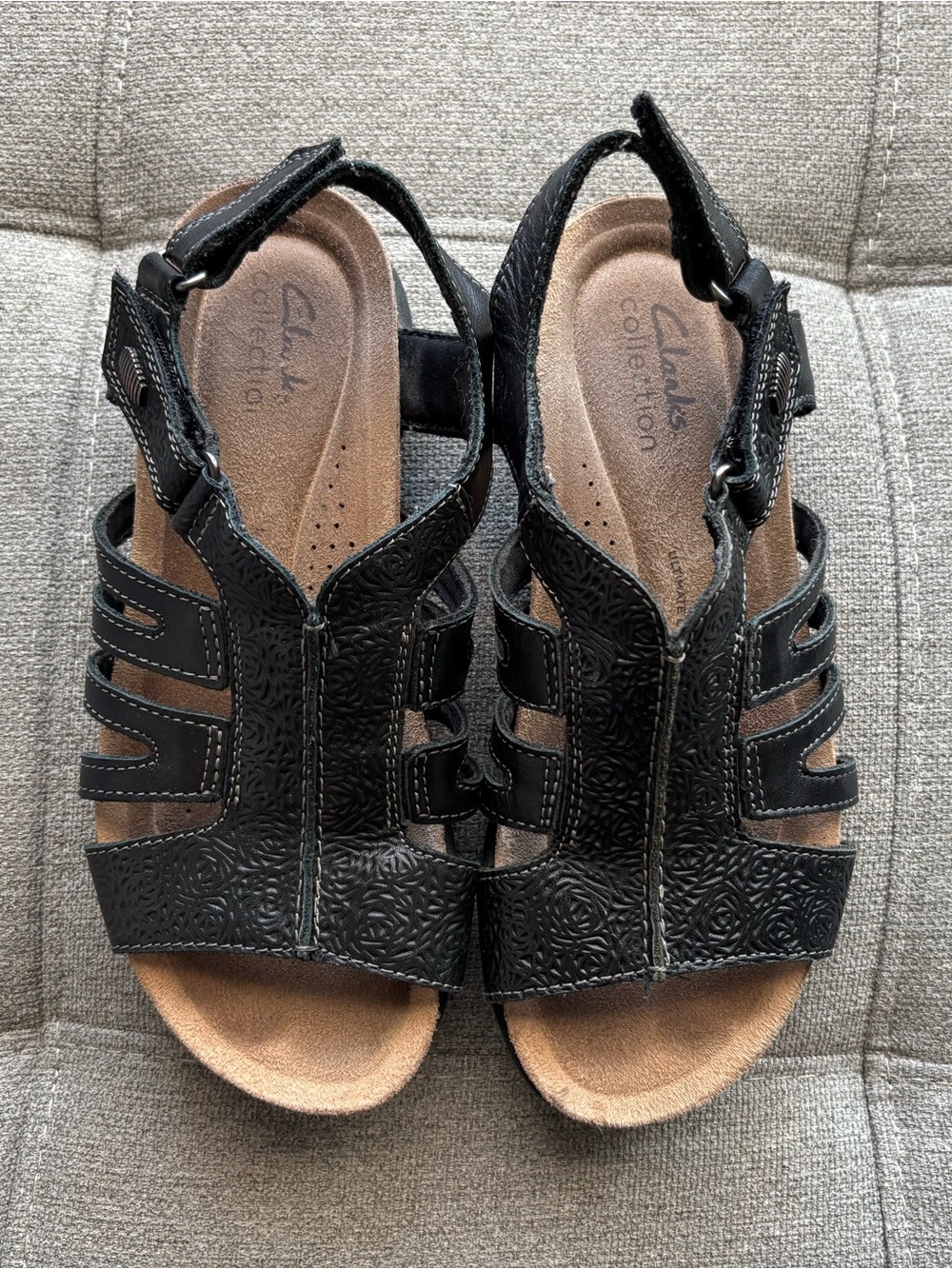 Clarks Black Strappy Comfort Sandals